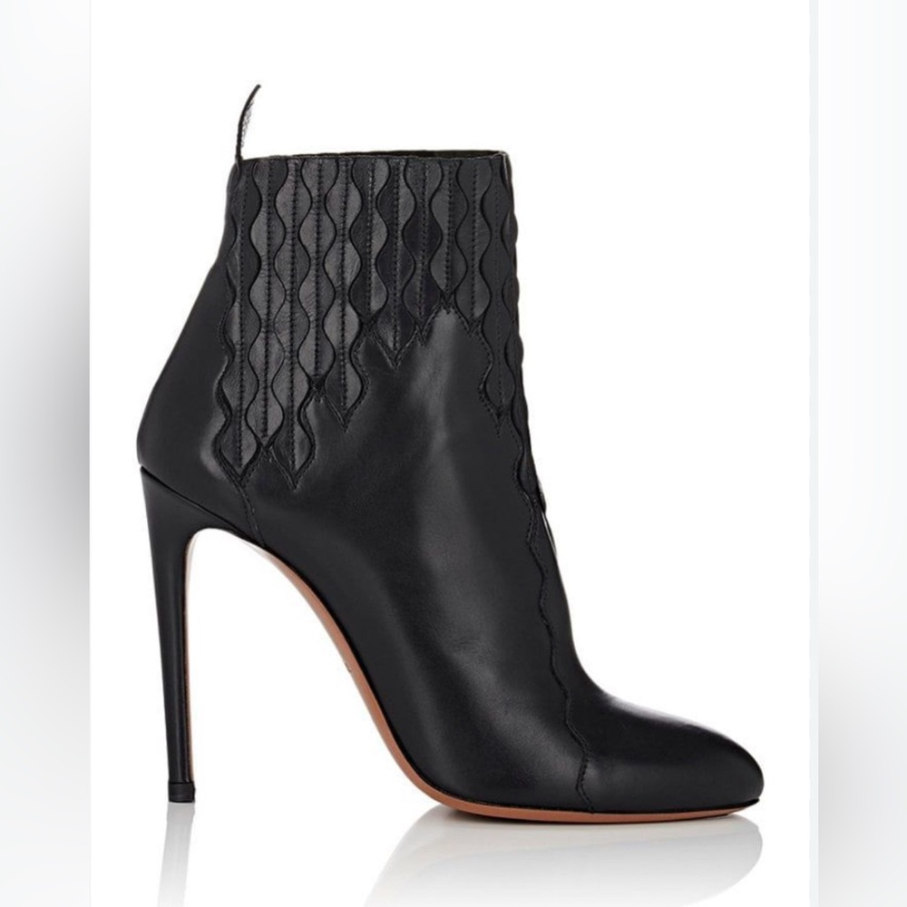 Alaia Laser-Cut Black Leather Boots Size 36